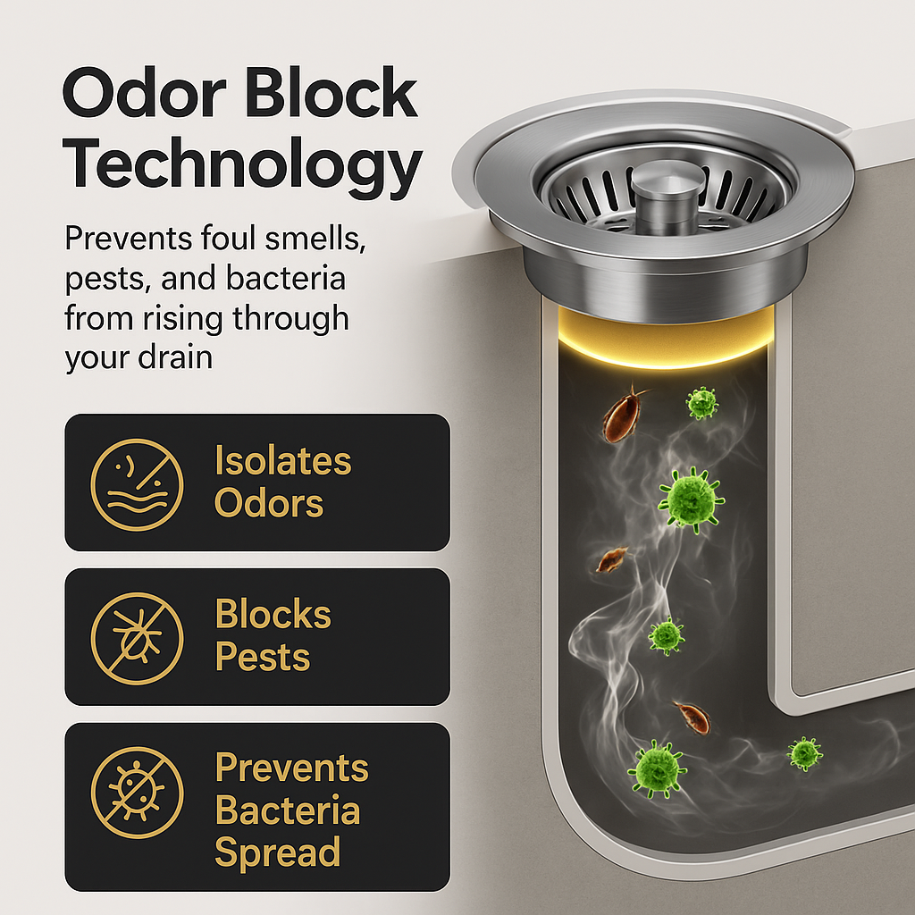 PopGuard™ — 3-in-1 Sink Stopper & Strainer